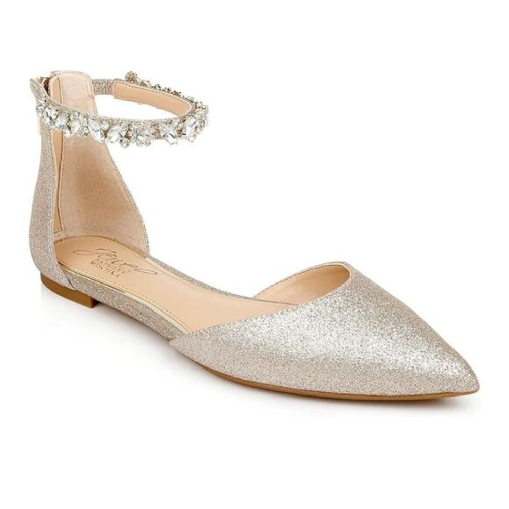 Jewel Badgley Mischka Women's Cassidy Evening Flat Ankle Strap Sandals Size 5.5‎